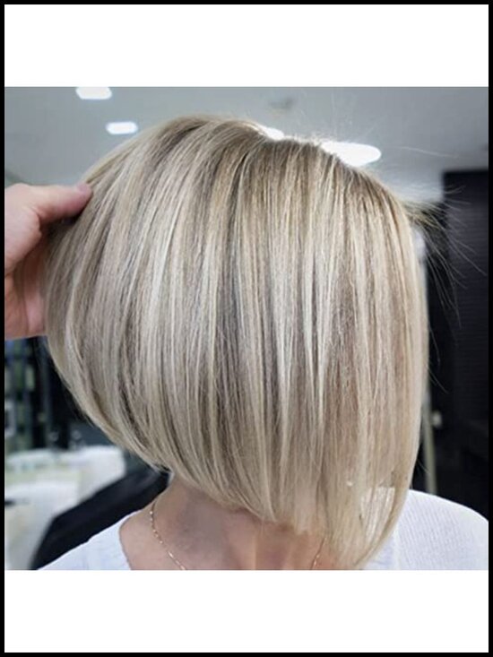 Ash Blonde Inverted Bob Wig - Chin Length Straight Synthetic Hair Party Wig
